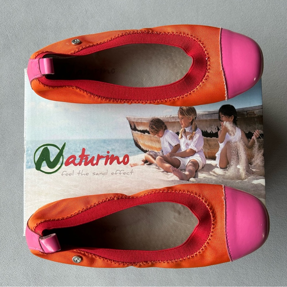 Naturino ~ Ballet Flat ~ Orange Fuschia Red ~ Girls Size 30 Euro